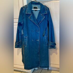 NWT Long Denim Blue Jean Jacket
